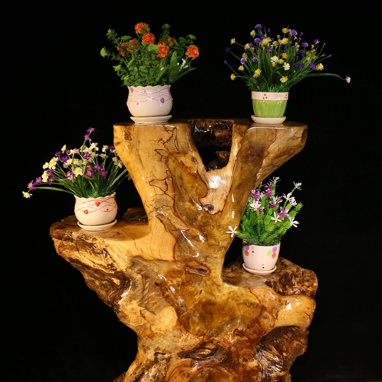 Rễ khắc gốc tự nhiên với hình dạng rễ cây tự nhiên gỗ rắn nhiều lớp phòng khách trang trí toàn bộ chân đế hoa - Các món ăn khao khát gốc