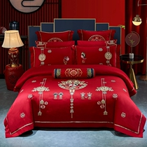 Ten ri spring breeze New 80 long - duvet cotton embroidery process wedding four - piece set multiple sets