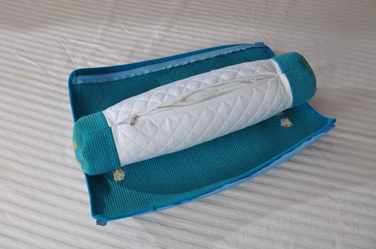 Подушка 韩国进口水洗棉纯色绣花颈椎枕定型枕护颈枕软管腰靠枕长45直径10