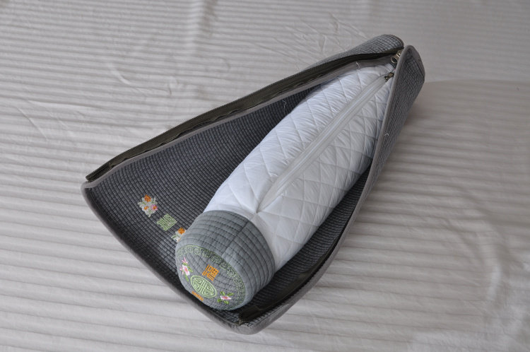 Подушка 韩国进口水洗棉纯色绣花颈椎枕定型枕护颈枕软管腰靠枕长45直径10