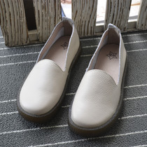 Foreign trade original single spring and autumn flat bottom casual shoes genuine leather round head one pedal retro Mori women soft bottom cowhide womens shoes