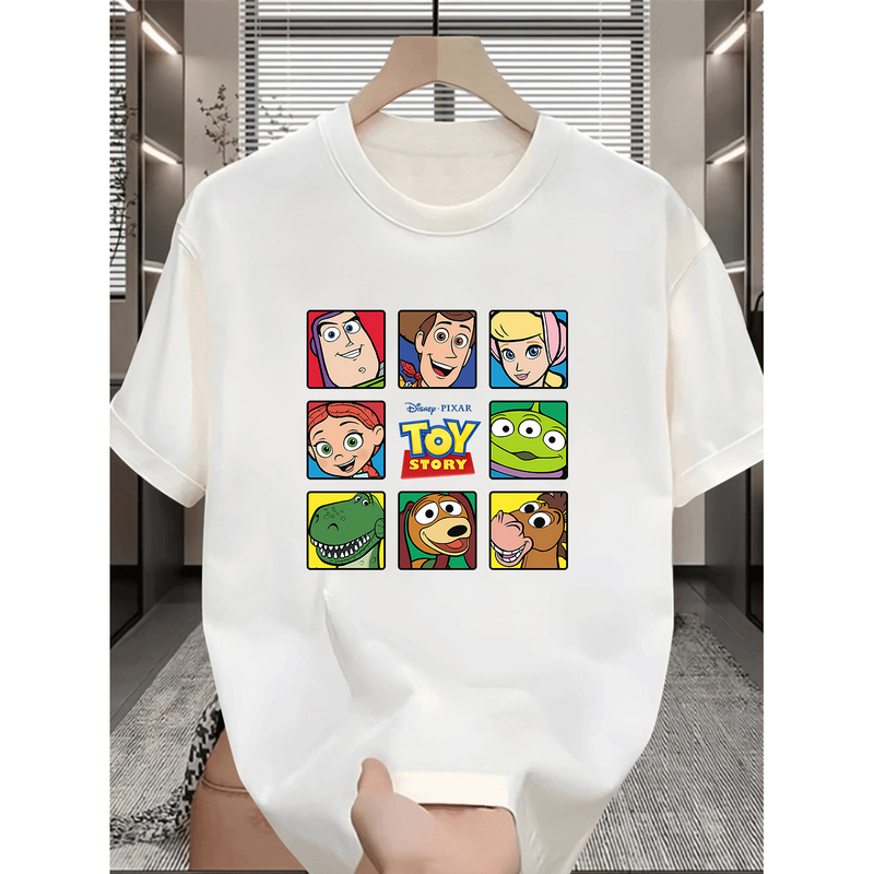 Toy Story Anime Merchandise Short-Sleeve T-Shirt for Men and Women, Pure Cotton Loose-Fitting Top, American Style Trendy Toy Story Anime Merchandise Short-Sleeve T-Shirt for Men and Women, Pure Cotton Loose-Fitting Top, American Style Trendy