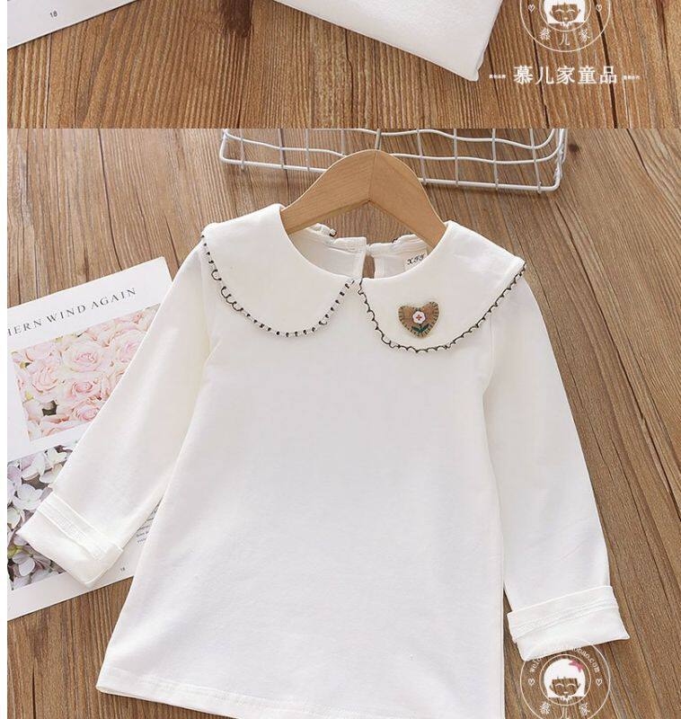 Girls Lace Lapel Long Sleeve T-Shirt - Cute Baby Pullover Spring Top O1CN01uCaiXx1owPgUfsakw !!1853225289