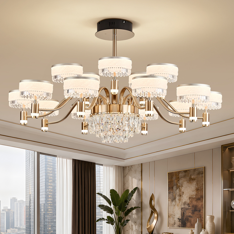 Light French-Style Living Room Crystal Chandelier, High-End Modern Light Luxury Villa Lobby Main Light, High-End and Grand Dining Room Chandelier Light French-Style Living Room Crystal Chandelier, High-End Modern Light Luxury Villa Lobby Main Light, High-End and Grand Dining Room Chandelier