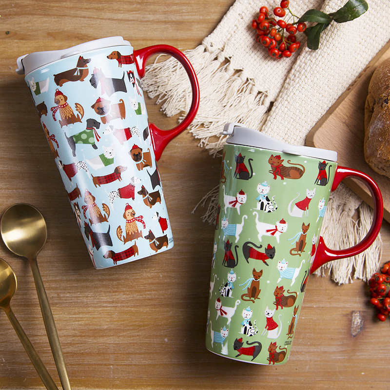 Love Uk Greenmark Cup Creative Christmas Ceramics with lid Large capacity Nordic Wind Ins women's water glasses Gift Box Dress