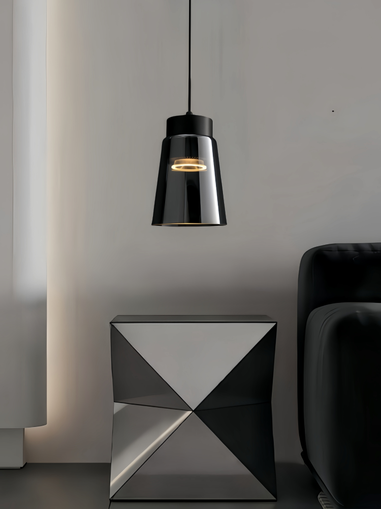 French Minimalist Small Chandelier, High-End, Light Luxury, Liftable Room, Bedroom, Bedside Atmosphere Light, Electroplated Glass