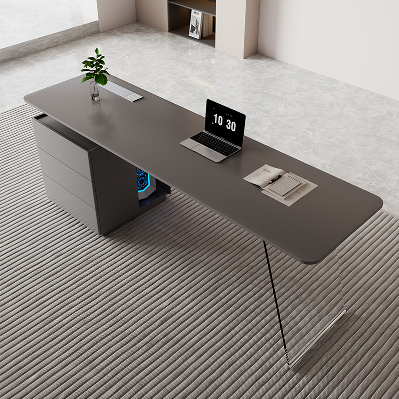 Italian Minimalist Light Luxury Study Desk Home Living Room Solid Wood Computer Desk Writing Desk Boss High-End Office Desk