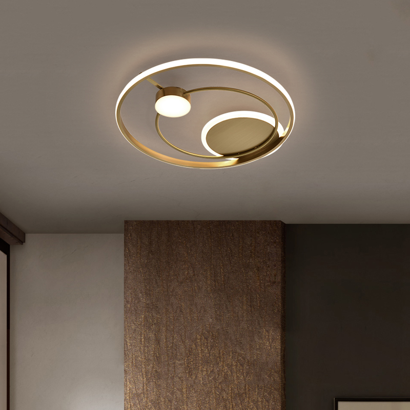 led all copper ceiling lamp design art sense creative study small living room room round bedroom light luxury gold