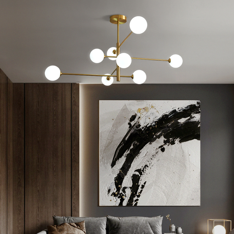 All copper light luxury creative magic bean molecule Living room Simple bedroom Dining room Study Design sense chandelier Nordic art lamp