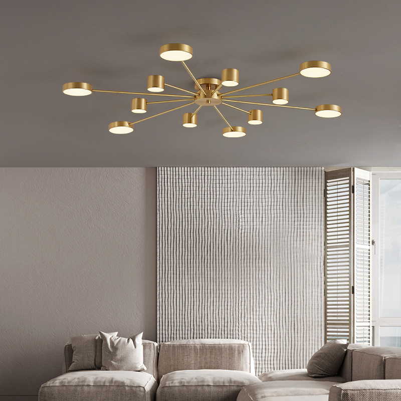 Nordic all - copper ceiling lamp Atmospheric living room lamp designer creative personality light - luxury simple study bedroom lamp