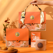 2021 Mid-Autumn Mooncake Packaging Box Hand bag Box 6 Grain Orange Empty Gift Box High-grade Netred Egg Yolk Cake Box