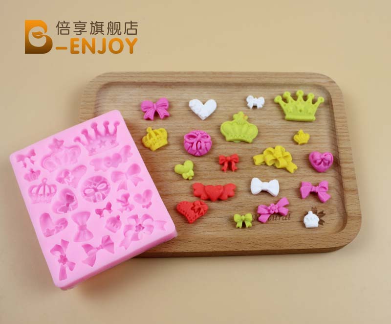 Fondant nướng DIY silicone khuôn nhựa 19 lỗ vương miện bánh sô cô la đất sét mềm - Tự làm khuôn nướng khuôn làm bánh trung thu
