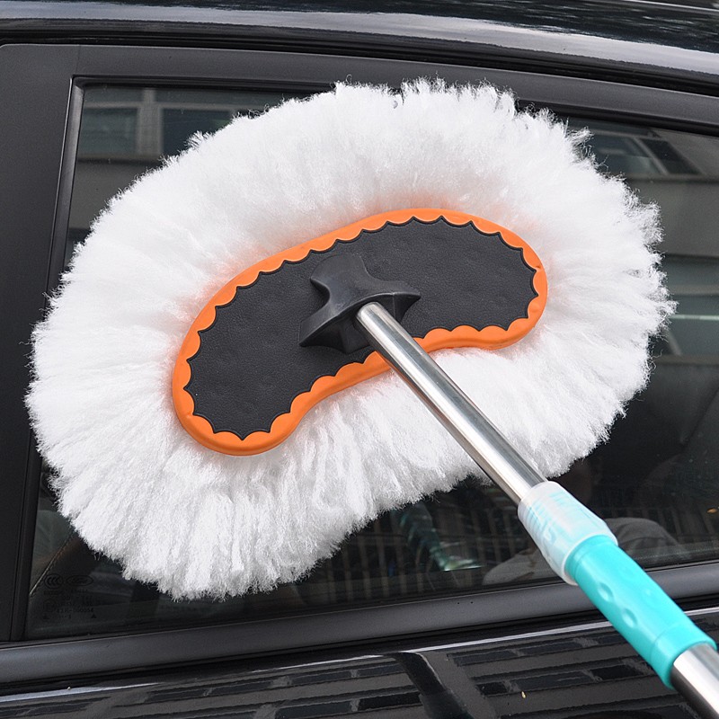 Milk Silk Car Wash Brush Long Rod Long Handle Telescopic Soft Fur Car Wash Mop Water Brushed Car Wax Drag Cleaning Tool