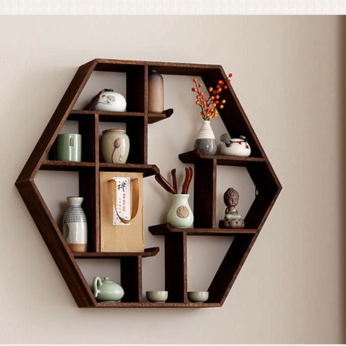 Wall-mounted Bogu rack Wall-mounted shelf Wall-mounted Bogu rack Wall living room display tea set display cabinet Teapot rack