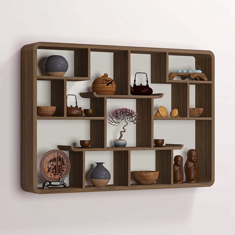 Wall-mounted Bogurack wall-mounted wall Wall-mounted Bogu Rack Wall Living Room Display Tea Show Cabinet Teapot Shelf