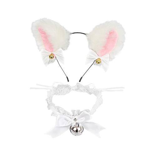Ободок, чокер, колокольчик, белый аксессуар для волос, милый кролик, рождественские шпильки для волос, кот