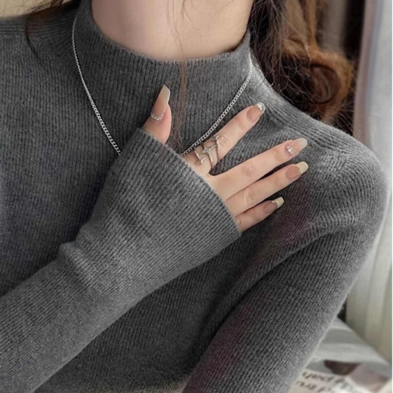 Wool Half-Turtleneck Base Layer Sweater for Women, Autumn and Winter 2025 New Style, High-End Slim-Fit Knitwear, Soft and Luxurious Sweater