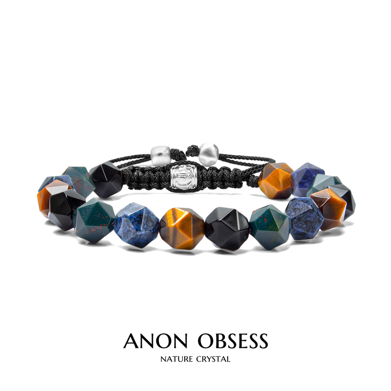 Natural Multi-Gemstone Bracelet with High Aesthetic Value, Featuring Water, Earth, Fire Elements, Gold Tiger Eye Stone, and Agate for Women's Luck