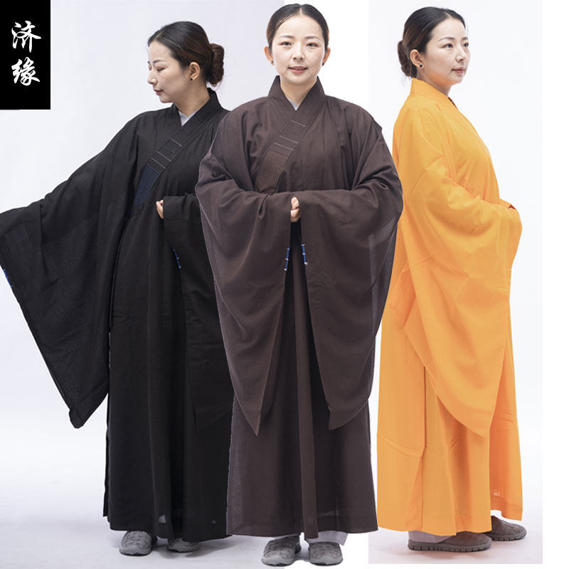 High-end opaque monk clothes Taiwan hemp men and women Taiwan hemp law chanting Buddhist clothes Mulan turmeric sea green layman clothes