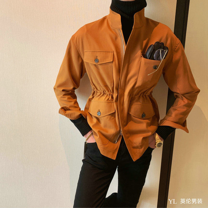 New British men in autumn winter hunting jacket fashion Korean trend short pure coat tide men