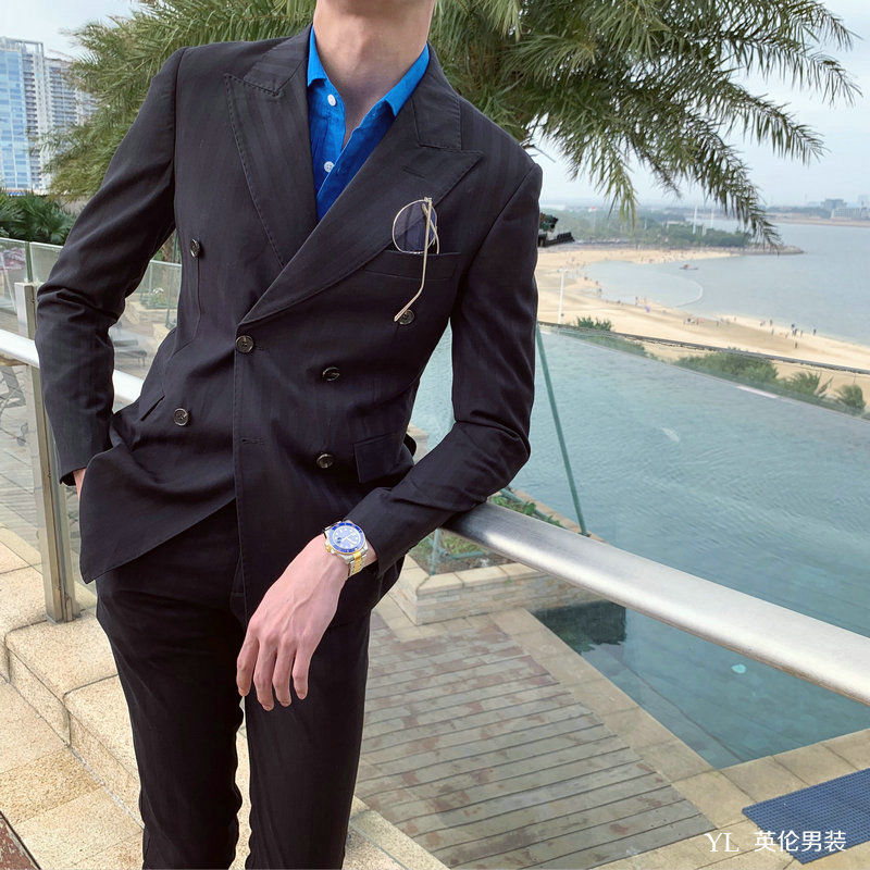 2019 Spring / Summer New South East Gate Hàn Quốc đúp Cut sọc Suit nam Thời Trang Han Quoc Suit Jacket