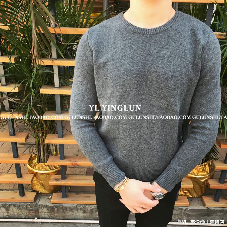 Áo len mùa đông Hàn Quốc phiên bản Hàn Quốc của áo thun cổ tròn nam áo len dày nam áo len mỏng đáy đồ nam
