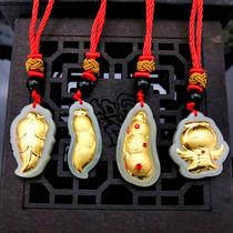 2020 gold inlaid jade Angel leaves Fudou foot Gold Hetian jade pendant gold shop activities will be sold