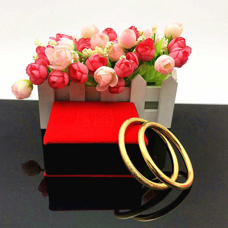 Pig year Vietnam Sharkin simulation plated 24k fake gold large round ring coarse bracelet with frosted glossy surface round bracelet