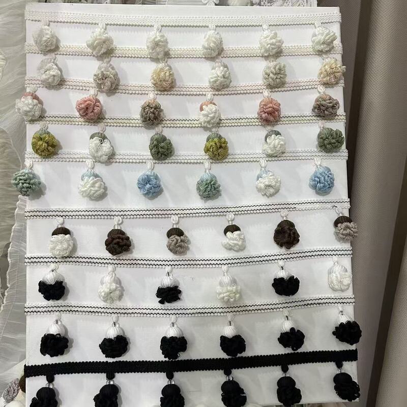 New Three-Color Mixed Oxford Wood Bead Pine Cone Tassel Curtain Decorative Accessories Side Trim