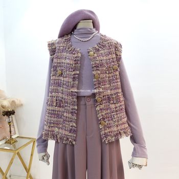 Purple stunning style small fragrant vest jacket