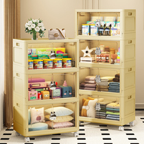 Installation-free storage cabinet with lock cartoon storage cabinet multi-layer plastic storage cabinet with wheels for home living room baby wardrobe