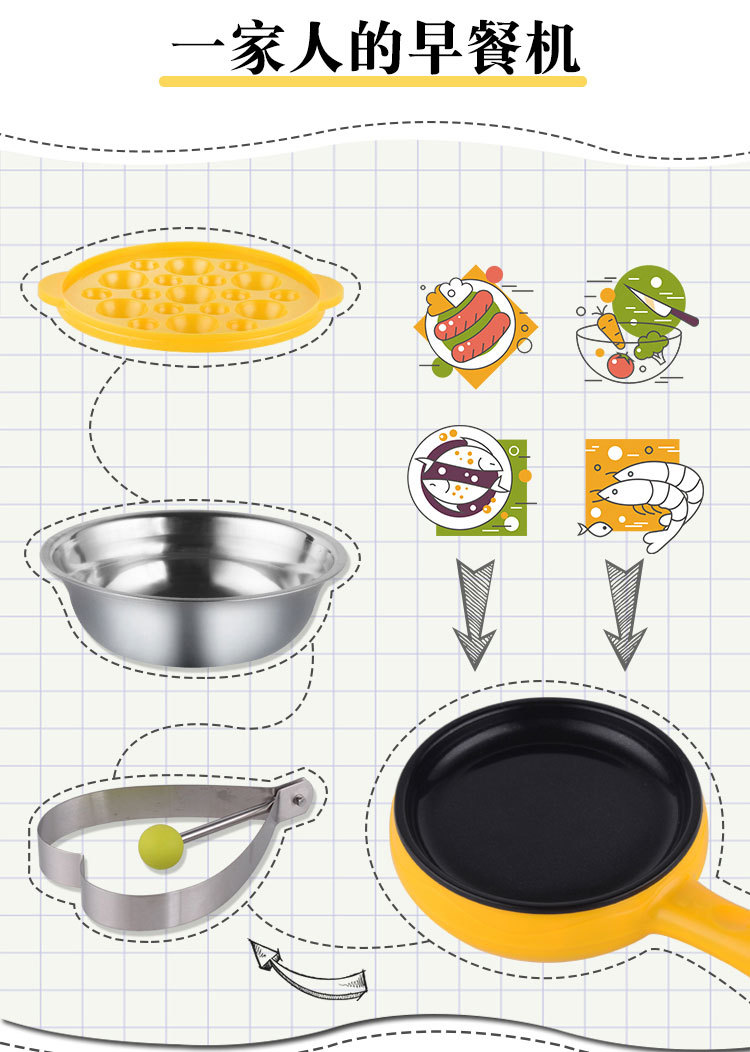 Omelette egg cook hấp trứng mini luộc trứng máy nhỏ cắm vào chảo rán tại nhà ăn sáng tạo tác 1 người nồi hấp 2 tầng bằng điện