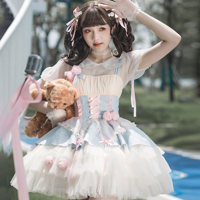 原创洛丽塔女jsk吊带裙日常可爱Lolita甜美裙子洋装显瘦连衣裙春_lolita洛丽塔_淘宝游戏网
