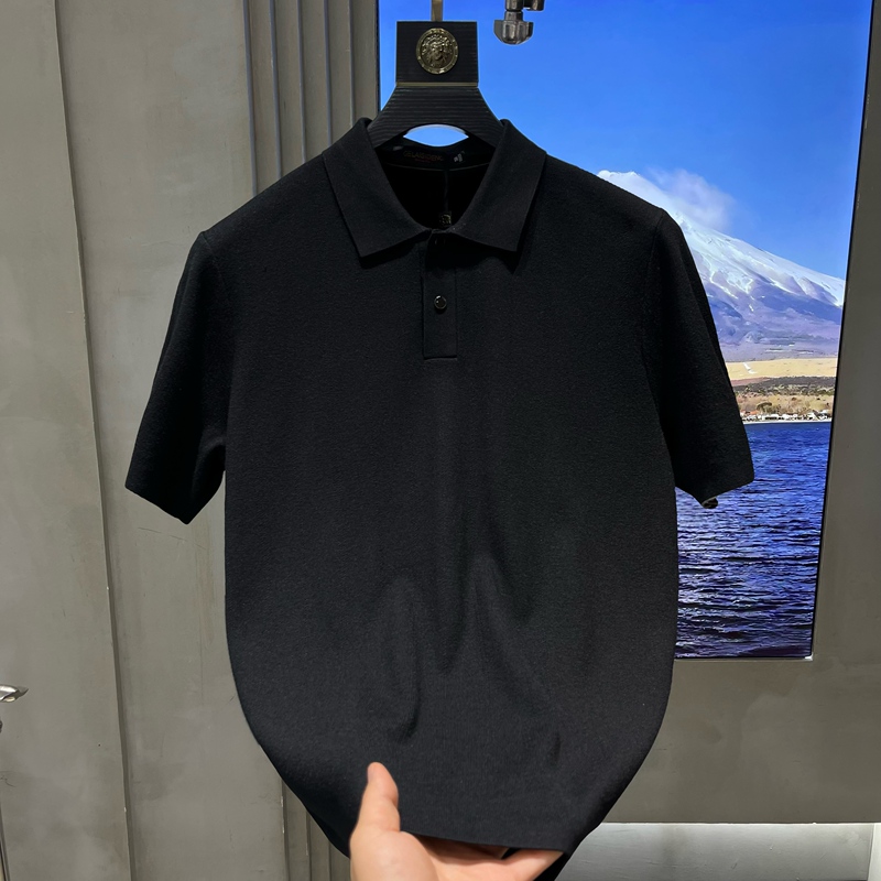 2026 Autumn and Winter Men's New Fashion Versatile Cashmere Sweater Business Lapel Short-Sleeved Knitwear Pure Color Polo Shirt 2026 Autumn and Winter Men's New Fashion Versatile Cashmere Sweater Business Lapel Short-Sleeved Knitwear Pure Color Polo Shirt