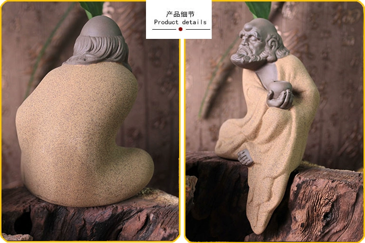 Quà gốm sáng tạo màu cát pháp trang trí bậc thầy Zen Trung Quốc nhà handmade nhân vật tượng trang trí