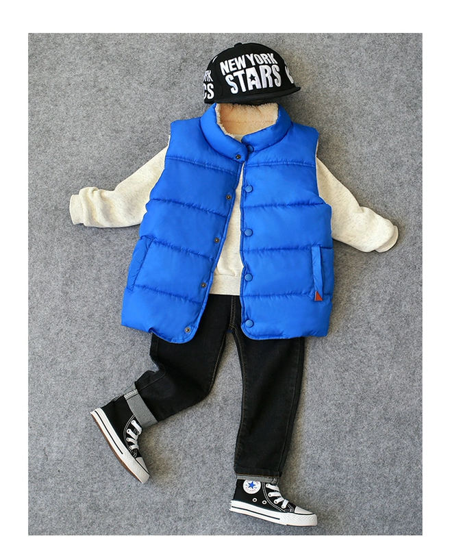 Cộng thêm nhung dày cho bé trai mùa thu đông xuống áo vest cotton cho bé trai và bé gái ấm áp áo lụa tơ tằm quần áo bé trai