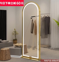 Nordic light luxury floor-standing dressing full-body mirror ins style girls bedroom girly style home fitting three-dimensional light mirror