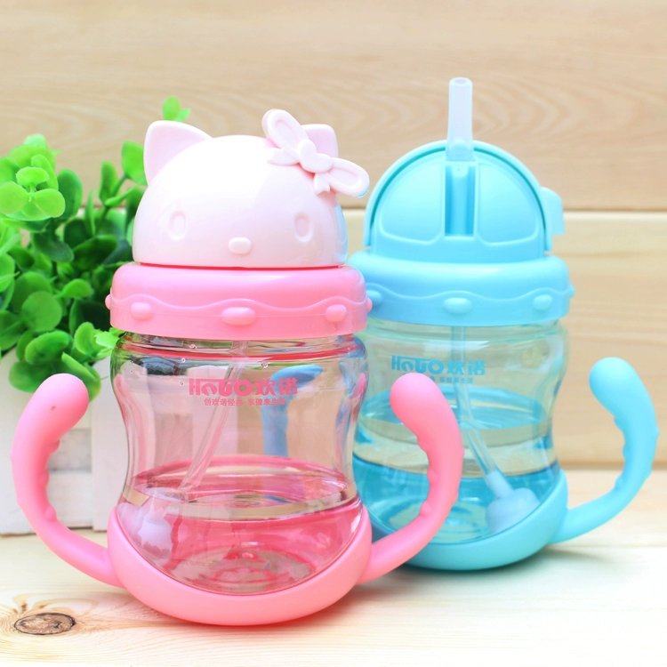 Huânnuo cho trẻ sơ sinh cốc sippy trẻ em hoạt hình chai nước uống cốc uống nước chống rò rỉ và sặc sữa cốc trẻ em học cách uống cốc - Cup / Table ware / mài / Phụ kiện