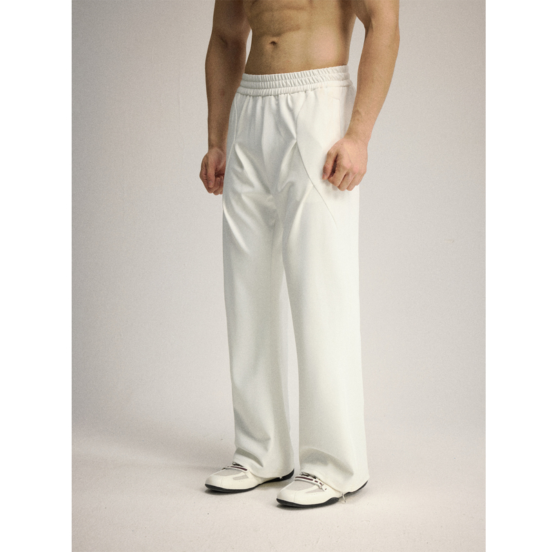 Afterglow Nylon High-Stretch Fabric Pleated Training Pants, Versatile Sports Pants for All Seasons and Commuting