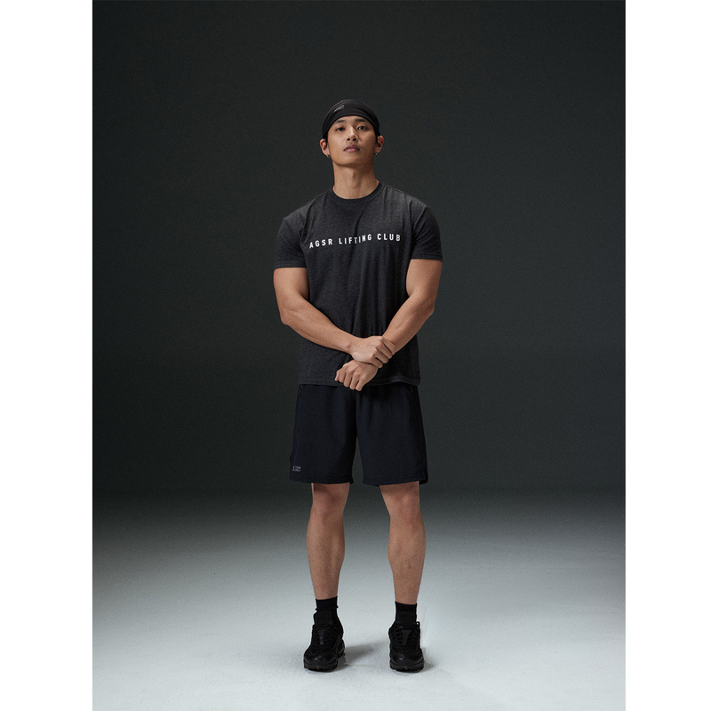 Afterglow Spring and Summer Cuffed Bamboo Pattern Printed Tee Fitness Sports Slim Fit Slightly Dropped Shoulder Floral Yarn Short Sleeves