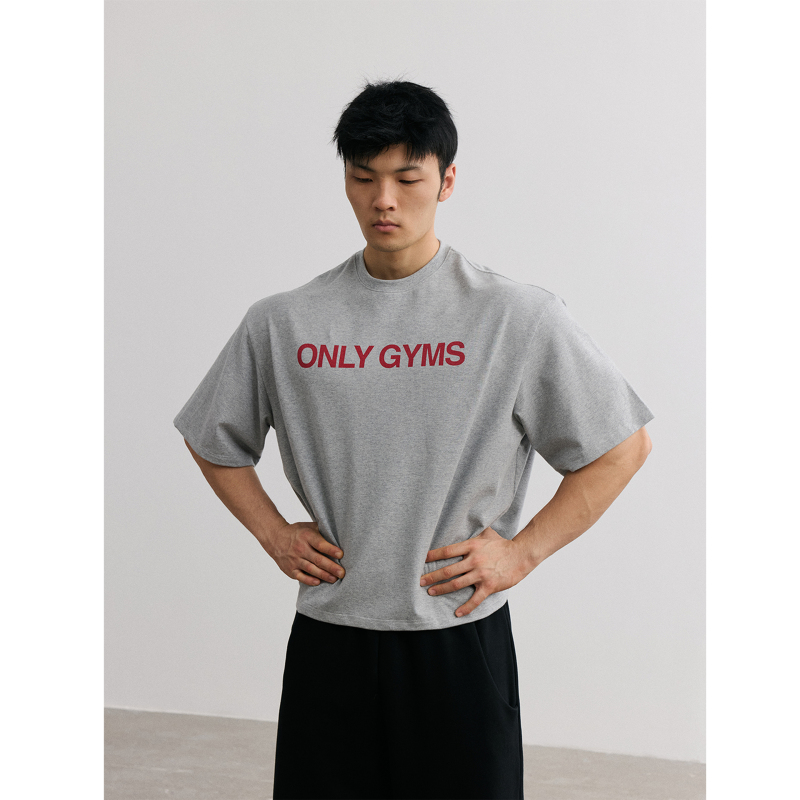 Afterglow Oversized Ultra-Loose Retro Print Fitness Short-Sleeve Shirt, Dopamine-Colored Summer Sports T-Shirt