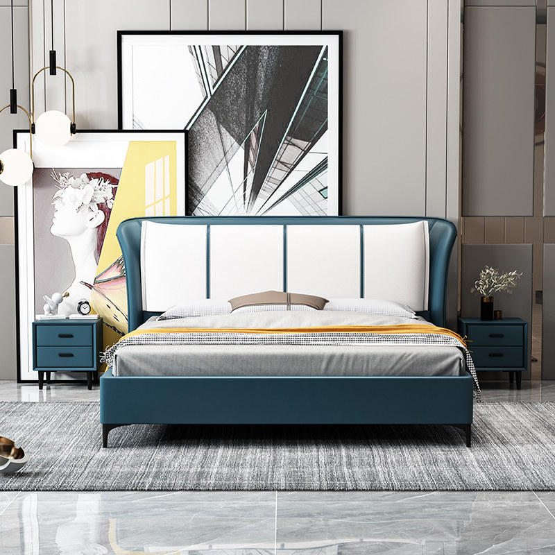 Technology cloth bed 1 5 meters 1 8 meters Master bedroom double bed Simple modern light luxury bed Nordic wedding bed Italian fabric bed