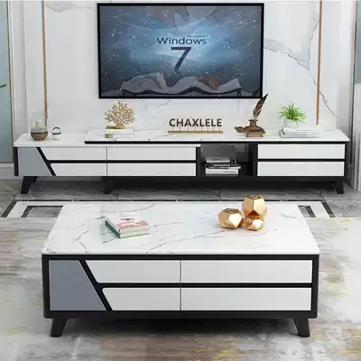 Nordic Italian marble coffee table telescopic TV cabinet combination modern simple minimalist wind Net red designer living room