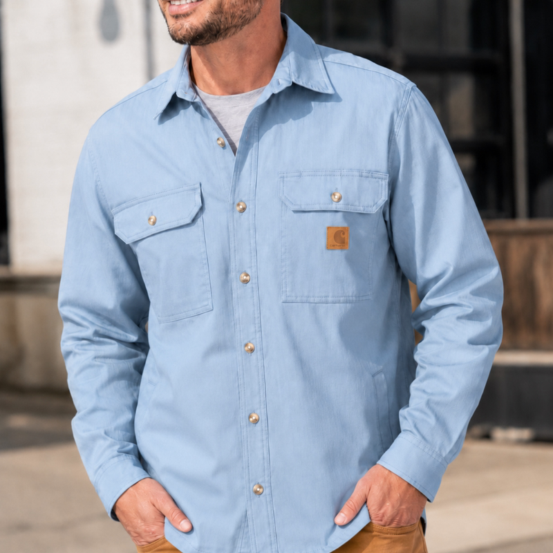 Authentic In-Stock Carhartt 107307 Newcastle Stretch Shirt Thin Jacket Herringbone Pattern