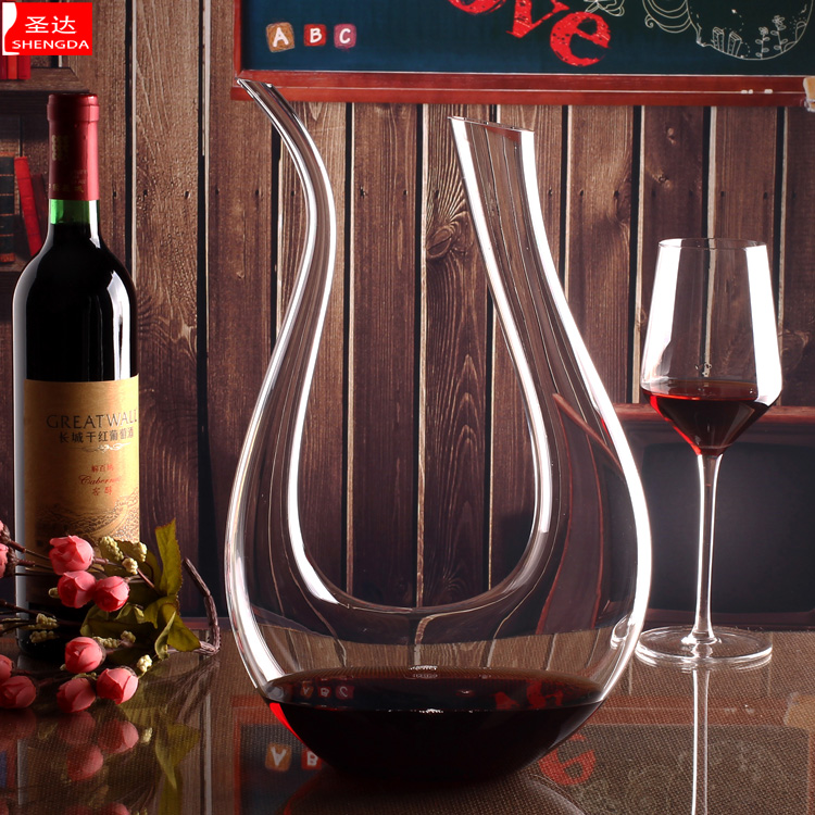 Lead-free pha lê glass wine decanter rượu vang dispenser với xử lý harp hình chữ U thiên nga nồi rượu vang hộp quà tặng