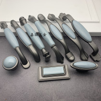 High-end Pearls Black Grey Blue Ceramic Drawers Handle Oval Extravagant Wardrobe Doorknob