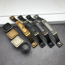 Antique New Chinese matte turquoise coffee ancient black brass black red antique bronze color drawer pull handle retro cabinet door handle