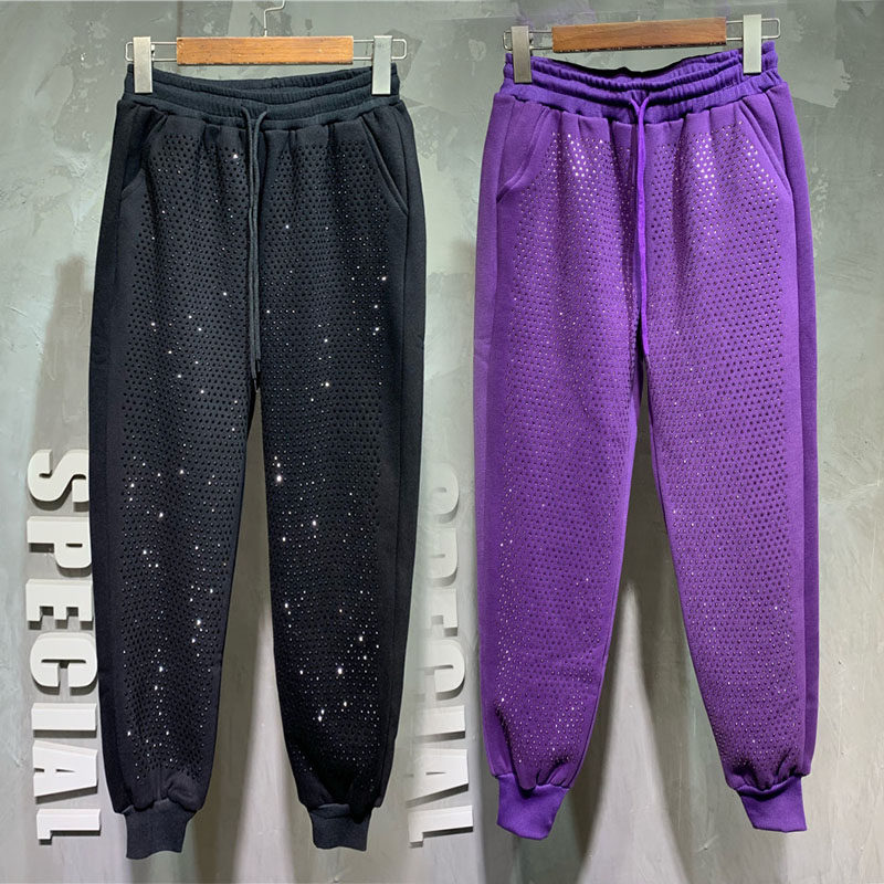 European goods 2020 new heavy industry hot drilling casual thick cotton pants women's fashion all-match loose and thin beam harem pants trend