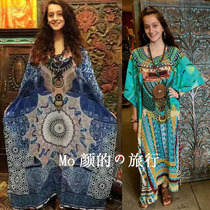 Southeast Asia Exotic Winds Nepal Thai Dress Cotton Print Tour Dress Bohemian Easy Robes