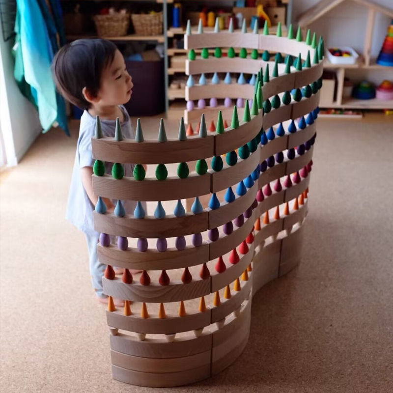 Able Brand Similar Domestic Curved Solid Wood Arc-Shaped Large Construction Building Blocks Imaginative Educational Children's Montessori Early Education